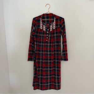 Plaid long sleeve winter sleep gown